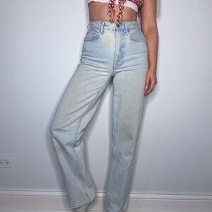 BDG High Rise Baggy Jeans in Light Wash Blue